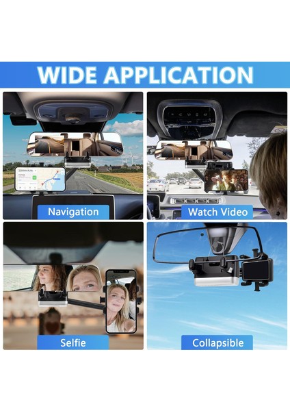 Araba Için Dikiz Aynası Telefon Tutucu, Ayarlanabilir Araç Dikiz Aynası Telefon Tutucu 2024 Yükseltilmiş 360° Döndürülebilir ve Geri Çekilebilir Araç Telefonu Tutucu Dağı Araç Diki (Yurt Dışından) fiyatları