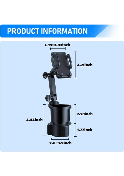 Paket Araba Bardak Tutucu Telefon Bağlantısı, 360 Derece Dönebilen Bardak Tutucu Cep Telefonu Bağlantısı, 2'si 1 Arada Bardak Tutucu Genişletici Adaptör, Çok Fonksiyonlu Bardak Tut (Yurt Dışından)