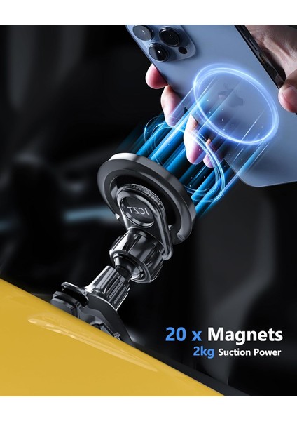 Magsafe Araç Montajı Için, Havalandırma Için Mıknatıslı Araç Telefonu Tutucu [360 Dönme] Sarsıntı Önleyici Manyetik Araç Telefonu Montajı Fit iPhone 15 14 13 12 Pro Max, Samsung (Yurt Dışından)
