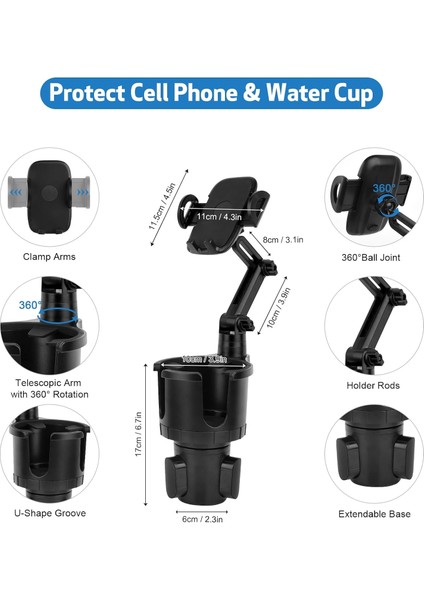 Telefon Montajlı Araç Bardak Tutucu Genişletici, Uyumlu iPhone Samsung ve Tüm Akıllı Telefonlar Için Dayanıklı Hücre, Büyük Hidro Şişe/yeti ve Most 12-40OZ (Yurt Dışından) fiyatları