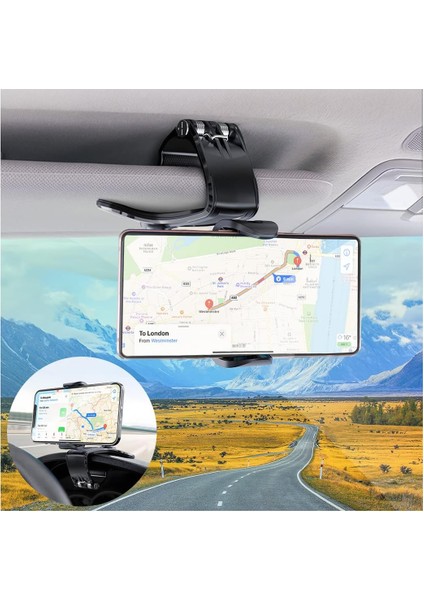 Araç Telefonu Tutucu Montajı, Ön Panelde Klipsli Dikiz Aynası, 360 Derece Dönebilen Cep Telefonu Standı, Ultra Sağlam ve Kaymaz, Iphone, Samsung, Tüm Akıllı Telefonlarla Uyumlu (Yurt Dışından)
