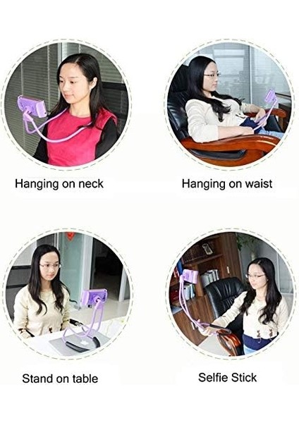 Evrensel Moblie Telefon Standı, Tembel Cep Telefonu Tutucu ve Boyun Cep Tablet Telefon Montaj Tutucu Esnek Tembel Braket (Beyaz) (Yurt Dışından)