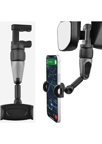 Dikiz Aynası Telefon Tutucu, Araç Telefonu Tutucu Montajı, Araç Sürüşü Için 360 Derece Dönebilen ve Ayarlanabilir Telefon Braketi (Yurt Dışından)