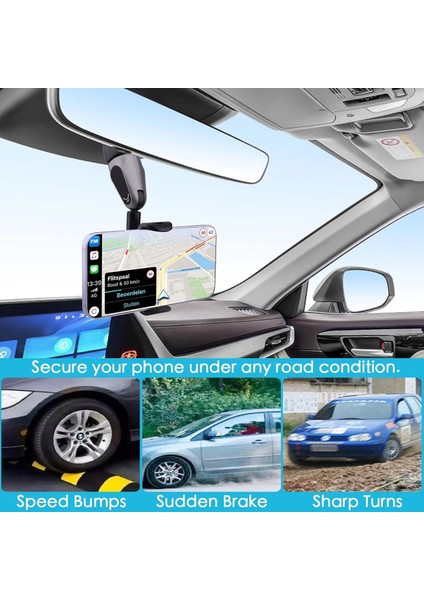 Dikiz Aynası Telefon Tutucu, Araç Telefonu Tutucu Montajı, Araç Sürüşü Için 360 Derece Dönebilen ve Ayarlanabilir Telefon Braketi (Yurt Dışından) fırsatları