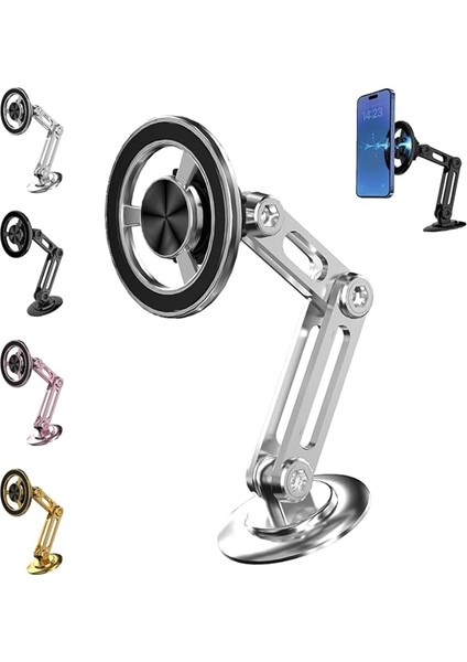 Robotik Kol Araç Telefonu Tutucu, Evrensel 360° Pro Robotik Kol Araç Telefonu Tutucu, Cep Telefonu Için Manyetik Araç Montajı, Ayarlanabilir Kol, 2 Mıknatıs Bobini ve 2 Yedek Yapış (Yurt Dışından)