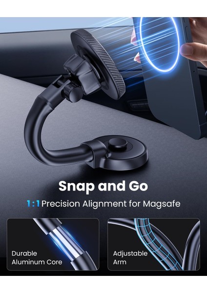Magsafe Araç Montajı Için, Esnek Uzun Kol Gösterge Paneline Sopa Ön Cam Dikiz Aynası Çizgi Yapışkanlı Manyetik Telefon Tutucu Eller Serbest iPhone 15 14 13 12 Pro Max Plus Mini Mag (Yurt Dışından)