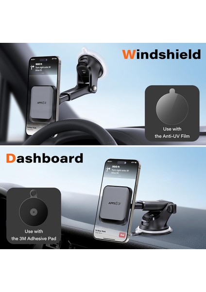 Magsafe Için Araç Montajlı Kontrol Paneli Ön Cam Manyetik Araç Telefonu Tutacağı, Büyütülmüş Vantuzlu iPhone Için Mag Safe Araç Tutucu iPhone 15 14 13 12 Pro Max Plus Mini Magsafe (Yurt Dışından)