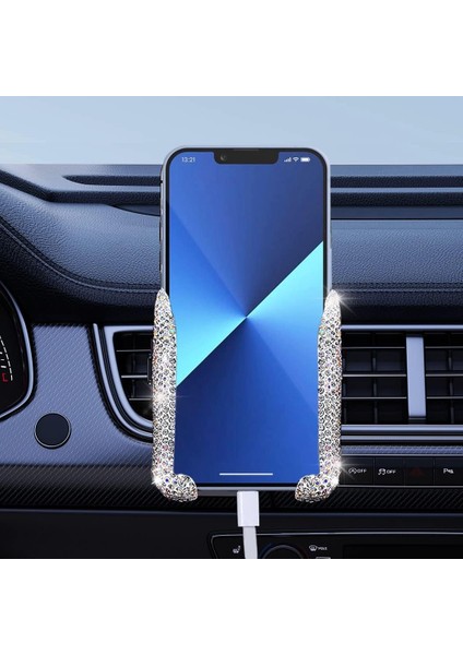 Bling Araç Telefonu Tutucu, 360 Derece Ayarlanabilir Yapay Elmas Araç Telefonu Montajı, Evrensel Araç Kontrol Paneli Havalandırma Araç Standı Telefon Tutucu, Kadınlar ve Kız Için A (Yurt Dışından)