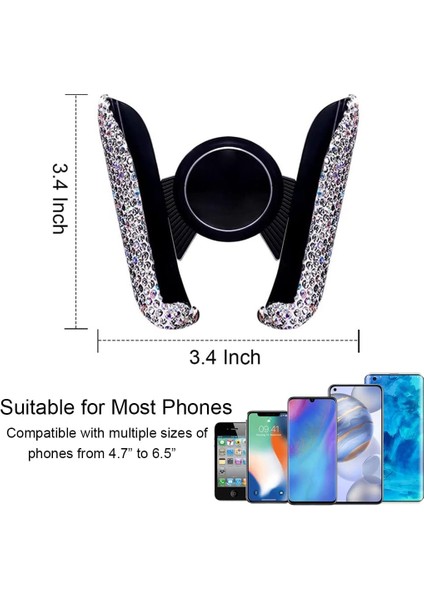 Bling Araç Telefonu Tutucu, 360 Derece Ayarlanabilir Yapay Elmas Araç Telefonu Montajı, Evrensel Araç Kontrol Paneli Havalandırma Araç Standı Telefon Tutucu, Kadınlar ve Kız Için A (Yurt Dışından) fırsatları