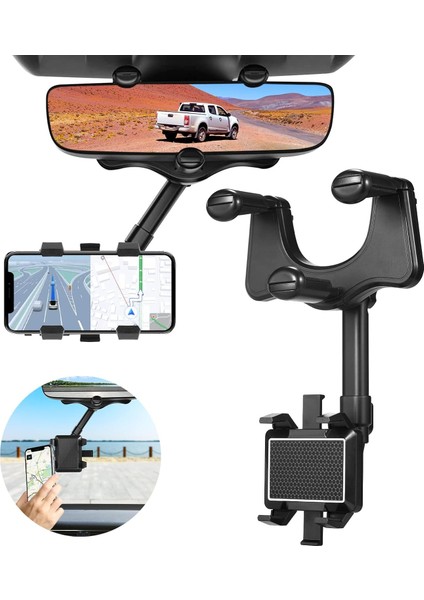 Araç Telefonu Tutucu, Evrensel 360 Derece Döndürülebilir ve Geri Çekilebilir, Iphone, Lg, Samsung, Siyah ile Uyumlu (Yurt Dışından)