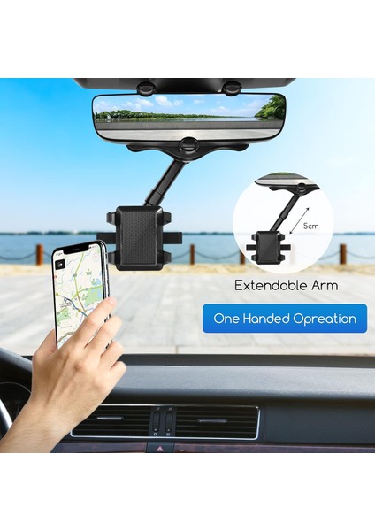 Araç Telefonu Tutucu, Evrensel 360 Derece Döndürülebilir ve Geri Çekilebilir, Iphone, Lg, Samsung, Siyah ile Uyumlu (Yurt Dışından) fiyatları