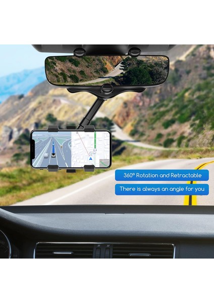 Araç Telefonu Tutucu, Evrensel 360 Derece Döndürülebilir ve Geri Çekilebilir, Iphone, Lg, Samsung, Siyah ile Uyumlu (Yurt Dışından) modelleri
