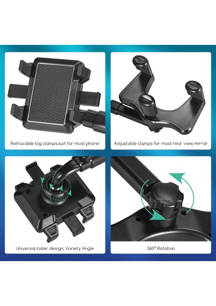 Araç Telefonu Tutucu, Evrensel 360 Derece Döndürülebilir ve Geri Çekilebilir, Iphone, Lg, Samsung, Siyah ile Uyumlu (Yurt Dışından) fırsatları