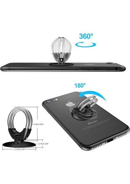 Adet Cep Telefonu Zil Tutucu, 3'ü 1 Arada Evrensel Telefon Zil Standı Araç Tutucu, Parmak Kavrama Telefon Tutucu ve Tablet Standı Araba Havalandırma Telefon Montajı (Siyah) (Yurt Dışından) modelleri