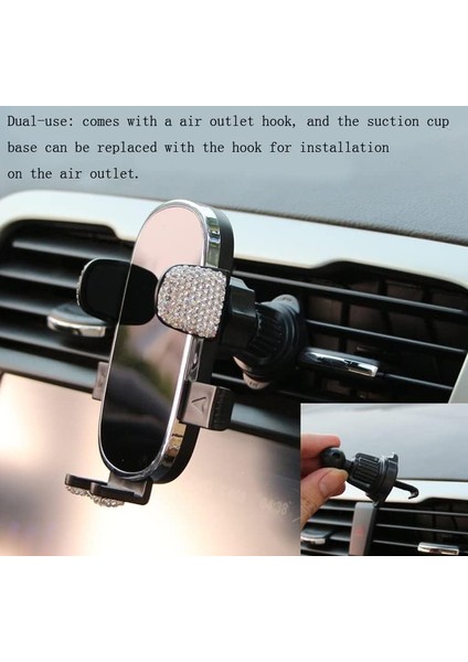 Güçlü Vantuzlu Bling Bling Araç Telefonu Tutucu, Yapay Elmas Yerçekimi Kontrol Paneli Telefon Bağlantısı, iPhone ve Akıllı Telefonlarla Uyumlu Eller Serbest Havalandırmalı Telefon (Yurt Dışından) fiyatları