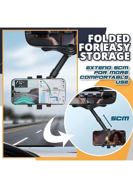 Atsizral Araç Telefonu Tutucu, Dönebilen ve Geri Çekilebilen Araç Telefonu Tutucu, Çok Fonksiyonlu 360 Dönebilen Araç Dikiz Aynası Telefon Tutucu (1 Adet) (Yurt Dışından) fiyatları