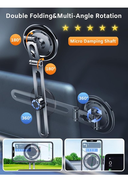 Egxcfl Alaşımlı Katlanır Manyetik Araç Telefonu Tutucu Kontrol Paneli Cep Telefonu Montajı 360° Döndürülebilir, 10 cm Uzatma 44 Süper Güçlü Mıknatısı Yükseltme】 Yapışkan, Her Telef (Yurt Dışından) modelleri