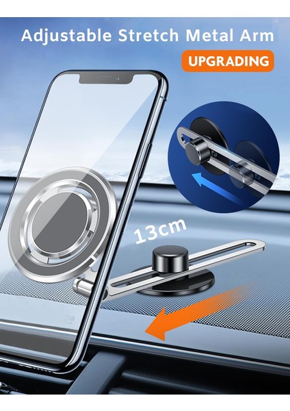 Egxcfl Alaşımlı Katlanır Manyetik Araç Telefonu Tutucu Kontrol Paneli Cep Telefonu Montajı 360° Döndürülebilir, 10 cm Uzatma 44 Süper Güçlü Mıknatısı Yükseltme】 Yapışkan, Her Telef (Yurt Dışından) fırsatları