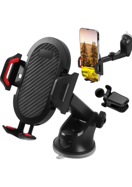 Araba Için Telefon Montajı, [ Arazi Seviyesi Vantuz Koruması ] Araba Için 3'ü 1 Arada Uzun Kol Emme Ön Cam Telefon Montajı U2013 Araç Kontrol Paneli Montajı Için 360 Derece Dönebi (Yurt Dışından)