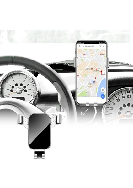 Mini R50 R52 R53 Hatch Oto Telefon Tutucu Alüminyum Araç Beşiği Dönebilen Klip Katlanabilir Cep Telefonu Beşiği Montajı 3.5-5.5 Inç Telefon Için Fit Iç Aksesuarlar Gümüş (Yurt Dışından)