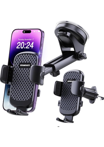 Araç Telefonu Tutacağı [2024 Malzeme Yükseltmesi] Gösterge Paneli Ön Cam Havalandırması Için Cep Telefonu Montajı [en Iyi Vantuz] Dash Mobil Stand Kamyon Otomobil Kızağı iPhone 15 (Yurt Dışından)