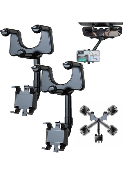 Satismoon Araç Telefonu Tutucu, Satismoon Cep Telefonu Tutucu, Satismoon Dikiz Aynası Telefon Tutucu, Satismoon Çok Fonksiyonlu 360° Araç Dikiz Aynası Telefon Tutucu, Döndürülebili (Yurt Dışından)