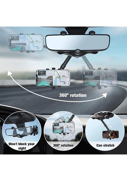 Satismoon Araç Telefonu Tutucu, Satismoon Cep Telefonu Tutucu, Satismoon Dikiz Aynası Telefon Tutucu, Satismoon Çok Fonksiyonlu 360° Araç Dikiz Aynası Telefon Tutucu, Döndürülebili (Yurt Dışından) fiyatları