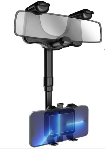 Araç Dikiz Aynası Telefon Tutucu, Aracınız Için Ayarlanabilir Kollu Telefon Tutucu, 360° Dönen Cep Telefonu Araç Montaj Aparatı, Üç Köşe Tasarım Tüm Telefonlarla Uyumlu Universal A (Yurt Dışından)