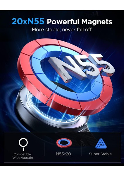 Araba Için Manyetik Telefon Tutucu [20 Güçlü Mıknatıs] Manyetik Araç Telefonu Tutucu Montajı[kolay Kurulum ve Havalandırmayı Asla Engellemez] (Yurt Dışından)