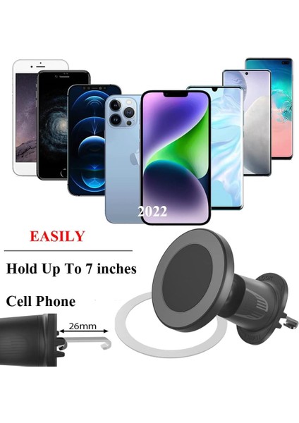 iPhone 14/13/12 Serisi Için Manyetik Araç Montaj Aparatı - Aşırı Bükülmüş Dönme Korumasına Sahip Yükseltilmiş Metal Kanca, Süper Güçlü 20X Mıknatıslar (Yurt Dışından) modelleri
