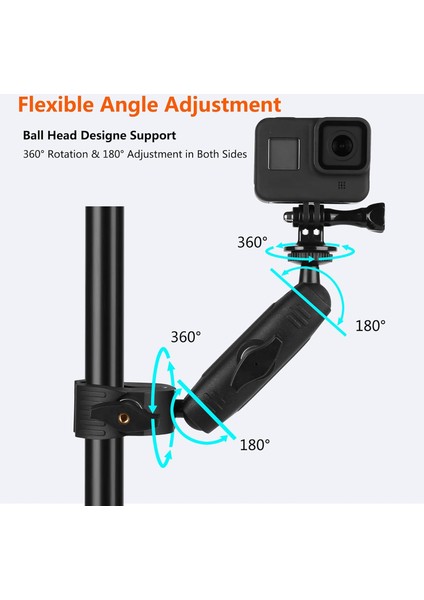 Kamera Süper Kelepçe Motosiklet Bisiklet Montaj Kolu 1 Inç Top Kafa Aksesuarları Gopro Akaso Djı Eylem INSTA360 Dslr Dijital Kamera Monitör LED Işıkları (Yurt Dışından) fiyatları