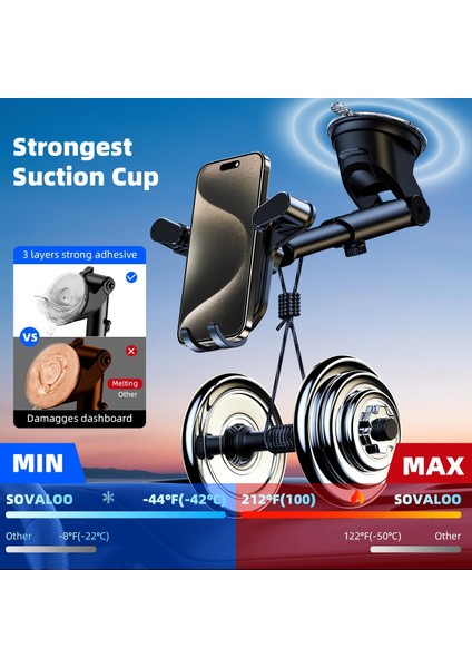 Araç Telefonu Montaj Tutacağı [yerçekimi Otomatik Kilit] Masa Için Evrensel Cep Telefonu Beşiği Standı Güçlü Vantuz ve Uzatma Kolu ile Araç Kontrol Paneli Ön Camı - Tüm Cep Telefon (Yurt Dışından) modelleri