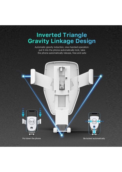 Kablosuz Araç Şarj Cihazı, 10W Qi Hızlı Şarj Otomatik Sıkma Araç Montajı, Ön Cam Dash Hava Firar Telefon Tutucu Uyumlu iPhone 11/11 Pro/11 Pro Max/xs Max/xs/xr/x/8/8+ (Beyaz) (Yurt Dışından)