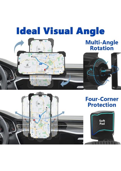 2019-2024 Audi Q3 Için Ttmıc Araç Telefonu Montajı [kalın Kılıf Dostu] [askeri Sınıf Koruma] Gps iPhone 15 14 13 Pro Max Için Karbon Fiber Araç Telefonu Tutucu Tüm Cep Telefonları (Yurt Dışından) modelleri