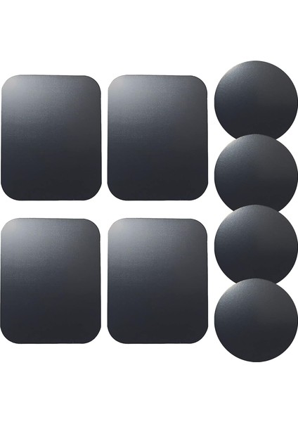 Manyetik Araç Telefonu Tutucular, Duvar, Havalandırma Montaj Parçaları, Kılıflar, Mıknatıslar Için Yedek Metal Plaka Seti (8 Paket). 4 Siyah Yuvarlak ve 4 Dikdörtgen Demir Diskten (Yurt Dışından)