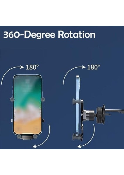 Görünmez Dönebilen Hava Firar Montajı Araç Telefonu Tutucu 360° Sarsıntı Önleyici Evrensel Telefon Montajı Araç Kontrol Paneli ve Havalandırma Için, Tüm Cep Telefonları Için Evrens (Yurt Dışından) modelleri