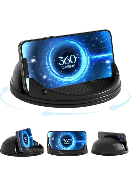 Araba Kontrol Paneli Için Silikon Telefon Tutucu Bağlantısı [yatay 360° Döndürülebilir], iPhone 14 13 12 Pro Max Samsung Telefonlarla Uyumlu Eller Serbest Cep Telefonu Tutucu (Siya (Yurt Dışından)