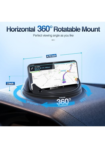 Araba Kontrol Paneli Için Silikon Telefon Tutucu Bağlantısı [yatay 360° Döndürülebilir], iPhone 14 13 12 Pro Max Samsung Telefonlarla Uyumlu Eller Serbest Cep Telefonu Tutucu (Siya (Yurt Dışından) fiyatları