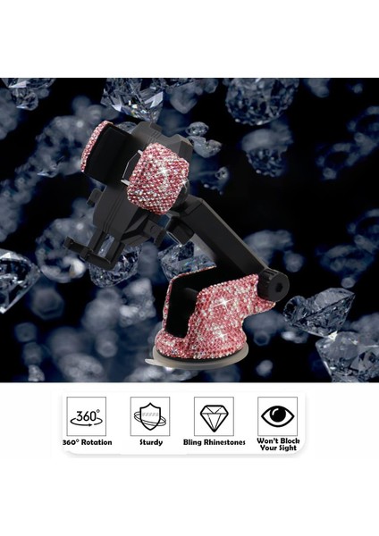 Bling Araç Telefonu Montaj Tutucu, Kadınlar ve Kızlar Için Parlak Kristal Rhinestone Telefon Standı, Ön Cam Kontrol Paneli Için Araba Aksesuarları, Çoğu Cep Telefonuyla Uyumlu (Pem (Yurt Dışından) fırsatları