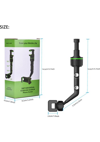 Rotatogrip Telefon Tutucu, 360° Araç Dikiz Aynası Montajlı Telefon ve Gps Tutucu, Yükseltilmiş Evrensel Dikiz Aynası Araç Cep Telefonu Tutucu, Çok Fonksiyonlu Dikiz Aynası Telefon (Yurt Dışından) indirimleri