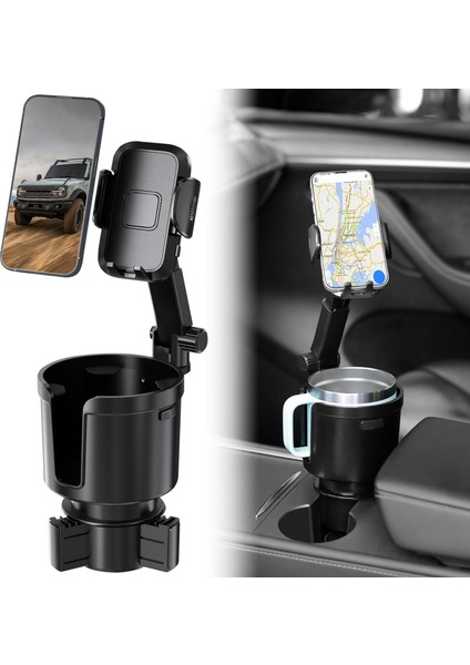 Master Show Yükseltilmiş 2'si 1 Arada Araç Bardak Tutucu Ayarlanabilir Delikli Cep Telefonu Tutucu, Telefon Tutucu ile Araç Bardak Tutucu Genişletici, Araba Için Cep Telefonu Tutuc (Yurt Dışından)
