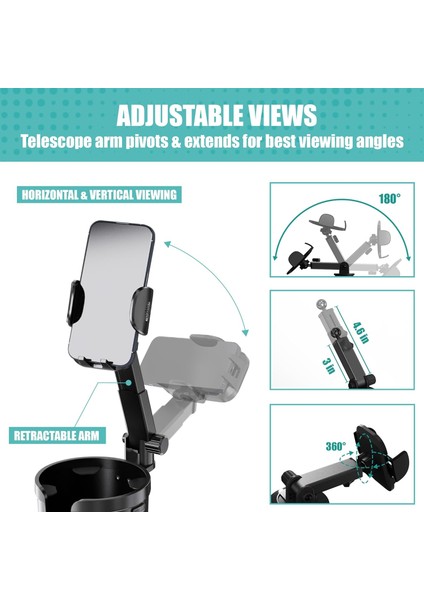 Master Show Yükseltilmiş 2'si 1 Arada Araç Bardak Tutucu Ayarlanabilir Delikli Cep Telefonu Tutucu, Telefon Tutucu ile Araç Bardak Tutucu Genişletici, Araba Için Cep Telefonu Tutuc (Yurt Dışından) fırsatları