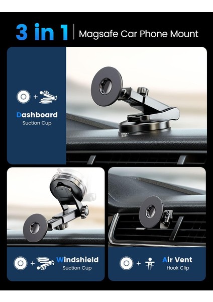 iPhone 15/14/13 Pro Max ve Magsafe Kılıfı Için Geri Çekilebilir Manyetik Araç Montaj Parçası, Siyah (Yurt Dışından) fiyatları