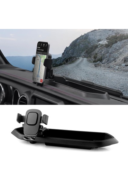Saklama Kutulu Telefon Tutacağı Jeep Wrangler Jl ile Uyumlu, Telefon Montajı, Ön Panel Tepsisi Wrangler 2018-2023 Jl Jlu ve Gladiator Jt 2020+ ile Uyumlu Telefon Tutucu Aksesuarlar (Yurt Dışından)
