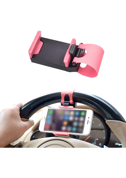 Araç Direksiyon Telefon Montaj Aparatı, Pembe, Taşınabilir Elektronik Cihaz Montaj Aparatı, Samsung ve iPhone ile Uyumlu (Yurt Dışından)
