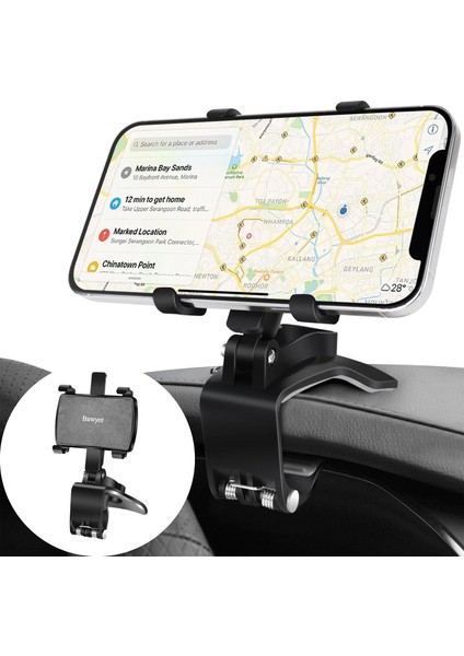 Araç Telefonu Tutucu Dashboard Için 360 Derece Döndürme Çok Fonksiyonlu Tek Elle Çalıştırma Klip Tasarımı Telefon Montajı 4-7 Inç Akıllı Telefonlarla Uyumlu (Yurt Dışından)
