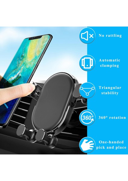 Araç Telefonu Tutucu Montajı, 360 Derece Dönebilen Yerçekimi Otomatik Hava Firar Cep Telefonu Montajı, Eller Serbest Akıllı Telefon Tutucu Aksesuarları Tüm Akıllı Telefonlar ve Ara (Yurt Dışından) fırsatları