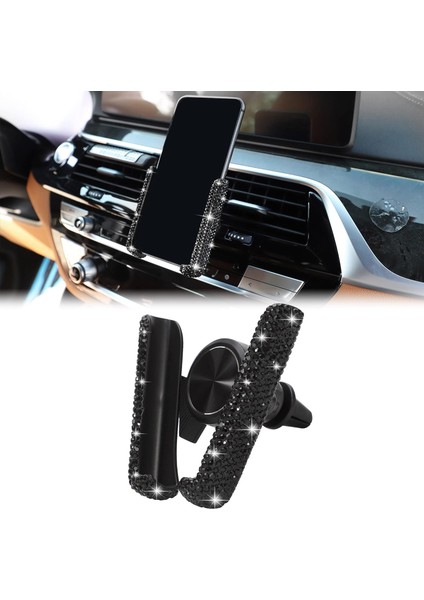 Bling Araç Telefonu Tutucu, Siyah, 360 Ayarlanabilir Sabit Üçgen Braket, Evrensel 4,7-6,5 Inç Akıllı Telefonlarla Uyumlu (Yurt Dışından)