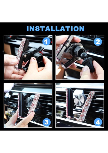 Bling Araç Telefonu Tutucu, Siyah, 360 Ayarlanabilir Sabit Üçgen Braket, Evrensel 4,7-6,5 Inç Akıllı Telefonlarla Uyumlu (Yurt Dışından) modelleri