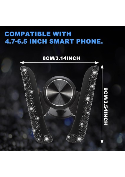 Bling Araç Telefonu Tutucu, Siyah, 360 Ayarlanabilir Sabit Üçgen Braket, Evrensel 4,7-6,5 Inç Akıllı Telefonlarla Uyumlu (Yurt Dışından) fırsatları